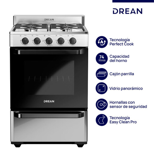 Cocina Multigas 56 cm Inoxidable Drean - CD5602AI0 Cocina Multigas 56 cm Inoxidable Drean - CD5602AI0