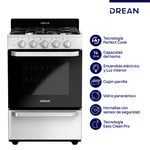 Cocina Multigas 56 cm Blanca con Encendido Eléctrico Drean - CD5603AB0 Cocina Multigas 56 cm Blanca con Encendido Eléctrico Drean - CD5603AB0