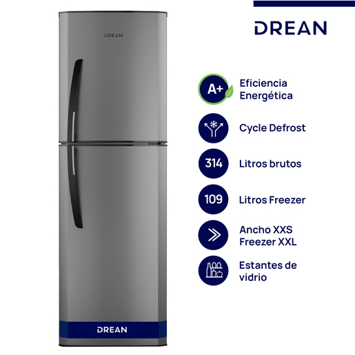 Heladera con freezer Cíclica 314 L Gris Drean - HDR320F50E Heladera con freezer Cíclica 314 L Gris Drean - HDR320F50E