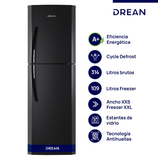 Heladera con freezer Cíclica 314 L Black Steel Drean - HDR320F50N Heladera con freezer Cíclica 314 L Black Steel Drean - HDR320F50N
