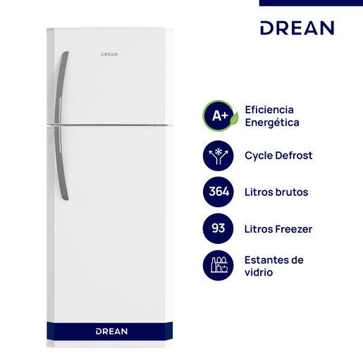 Heladera con freezer Cíclica 364 L Blanca Drean - HDR370F50B Heladera con freezer Cíclica 364 L Blanca Drean - HDR370F50B