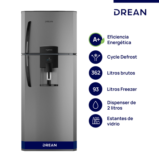 Heladera con freezer Cíclica 362 L Gris Drean - HDR370F61E Heladera con freezer Cíclica 362 L Gris Drean - HDR370F61E
