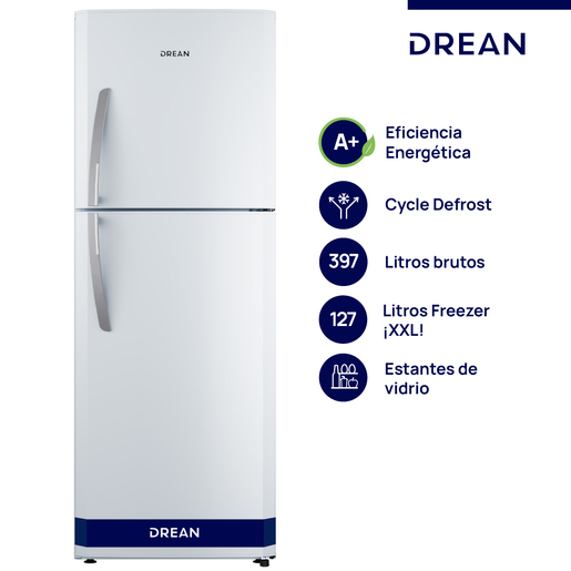 Heladera con freezer Cíclica 397 L Blanca Drean - HDR400F30B Heladera con freezer Cíclica 397 L Blanca Drean - HDR400F30B