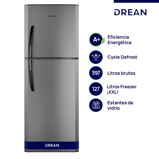 Heladera con freezer Cíclica 397 L Gris Drean - HDR400F30E Heladera con freezer Cíclica 397 L Gris Drean - HDR400F30E
