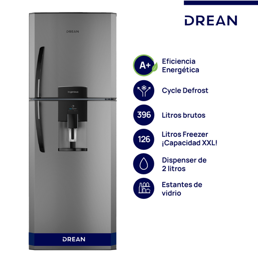 Heladera con freezer Cíclica 396 L Gris Drean - HDR400F41E Heladera con freezer Cíclica 396 L Gris Drean - HDR400F41E