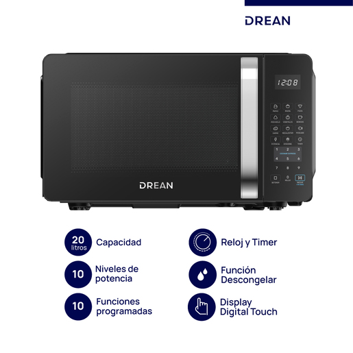 Microondas Digital 20 L Negro Drean - HMD20ARNJ0 Microondas Digital 20 L Negro Drean - HMD20ARNJ0