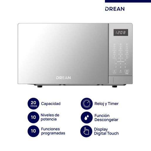 Microondas Digital 20 L Inox Drean - HMD20ARSB0 Microondas Digital 20 L Inox Drean - HMD20ARSB0