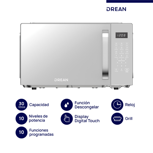 Microondas Digital con Grill 30 L Inox Drean - HMD30ARSJ0 Microondas Digital con Grill 30 L Inox Drean - HMD30ARSJ0