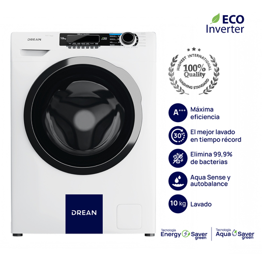 Lavarropas Carga Frontal Ecoinverter 10 Kg Blanco Drean - LFDR1012SB0 Lavarropas Carga Frontal Ecoinverter 10 Kg Blanco Drean - LFDR1012SB0