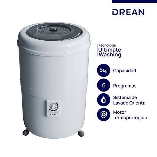 Lavarropas semiautomático 5 Kg Blanco Drean - LRDR56SB0 Lavarropas semiautomático 5 Kg Blanco Drean - LRDR56SB0