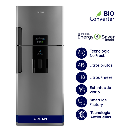 Heladera con freezer No Frost 415 L Steel Drean - RDP410ZRT Heladera con freezer No Frost 415 L Steel Drean - RDP410ZRT
