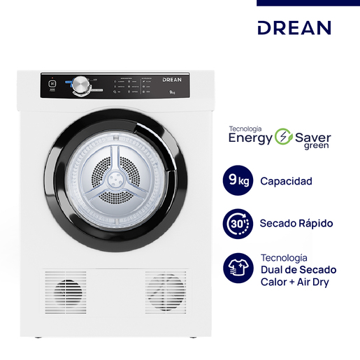 Secarropas por calor 9 Kg Blanco Drean - SED090VBCL0