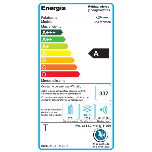 Heladera con freezer Cíclica 314 L Black Steel Drean - HDR320F00N