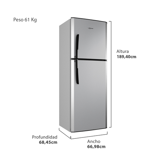 Heladera con freezer cíclica 397 L Gris Aluminium Drean - HDR400F00S