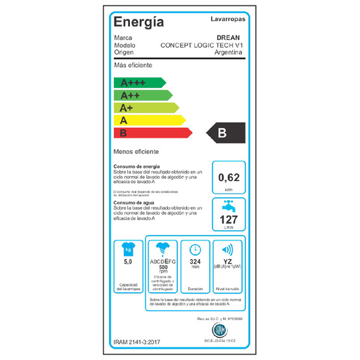 Lavarropas Carga Superior 5 Kg Blanco Drean - CONCEPT FUZZY LOGIC TECH V1