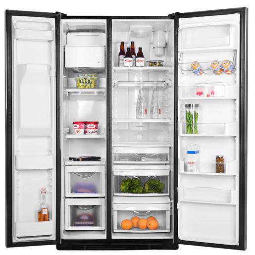 Heladera SBS con freezer no frost 635L Vidrio Negro GE Appliances - PKPN3FFGFBN